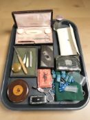 A group of dressing table items including a silver mounted easel photo frame, Birmingham marks,