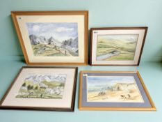 S Cresci (20th Century) : Children Playing on a Sandy Beach in Summertime, watercolour,