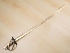 A 19th century sabre with 88 cm slightly curved blade, the hilt stamped '13 T. E. 81'.