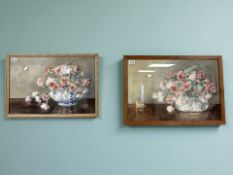 Muriel Leece (British, 20th Century) : Still Life with Pink and White Carnations in a Crystal Bowl,
