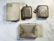 Three silver vesta cases together with a further plated example.