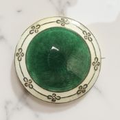 A silver green and white enamel brooch, Birmingham 1908,
