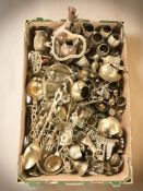 Brass wares to include various cutlery, tea wares, goblets, trivets.