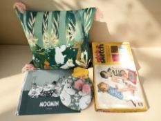 A group of rolled maps and a related volume of historic towns, vintage etch-a-sketch in box,