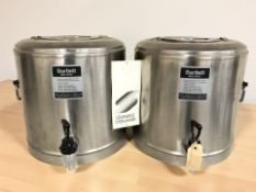Two Bartlett stainless steel water urns