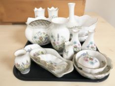 A group of Aynsley Wild Tudor porcelain items including vases, rose bowl,