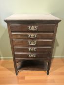A Victorian mahogany five drawer music chest,