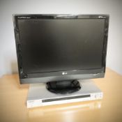 An LG 22 inch LCD TV and a Sony DVD player with leads