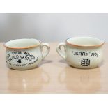 Two novelty Fieldings propaganda pots depicting caricatures of Hitler,
