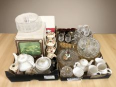 A quantity of Staffordshire tea china, dressing table boxes,