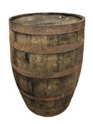 A coopered oak barrel