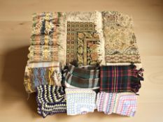 A group of tartan blankets and other soft goods (2 boxes)