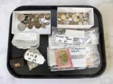 A group of British and world coins, bank notes,