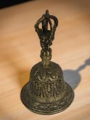 A 19th century Tibetan brass Varja bell,
