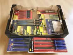 Several new packs of sculpting chisels and files, adjustable tools,