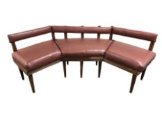 A mahogany and Burgundy leather bay window bench,