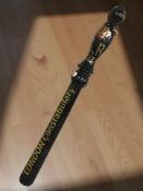 An ebonised police truncheon with later London Constabulary decoration,