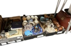 Assorted tea china, ceramics, glass items, wooden ornaments, epns items, wooden carvings,