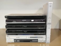 A group of electricals including Toshiba, Panasonic and LG dvd players,