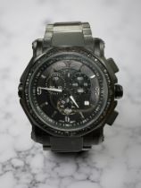 A gent's stainless steel and black diamond Le Vian quartz chronograph calendar wristwatch,