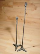 A Shure model 55s unidyne dynamic microphone on stand and a further 55sw microphone