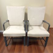 A pair of 20th century painted armchairs after Fritz Hansen