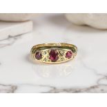 An antique 18ct gold ruby and diamond ring,
