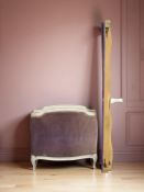 A French cream painted single bed frame