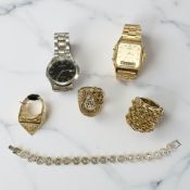 A gent's stainless steel Sekonda wristwatch, gold-plated Casio wristwatch,