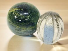 Two Art glass paperweights,