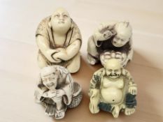 Four Japanese resin netsukes