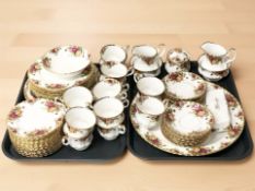 Approximately sixty six pieces of Royal Albert Old Country Roses tea and dinner china