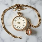 A 9ct gold open face pocket watch, case numbered 717653, case diameter 54mm,