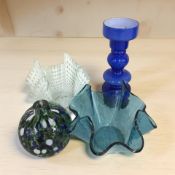 Four modern pieces of art glass