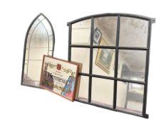 Two metal framed mirrors,