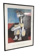 After Pablo Picasso : Jacqueline with hands crossed, colour print,