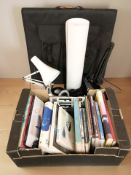 A studio photograph set up, angle lamp,