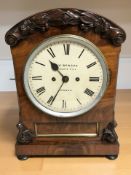 A Regency mahogany eight day bracket clock with twin fusee movement, striking on a bell,