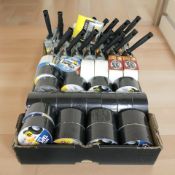 A box of new masonry brushes, gaffer tape,