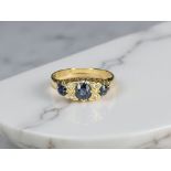 An antique 18ct gold sapphire and diamond ring, size P CONDITION REPORT: 2.