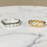 Two 18ct gold five stone diamond rings CONDITION REPORT: White gold size O.