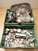 A large quantity of EPNS wares including punch bowl, serving trays, tea wares, goblets, cutlery,