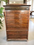 A 19th century continental mahogany seven drawer chest, 100 cm x 50 cm x 151 cm.