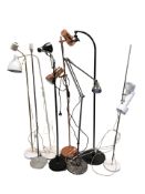 Eight contemporary continental Scandinavian standard lamps.