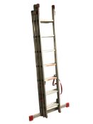 An aluminium extension ladder