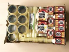 A large quantity of rolls of tape and foam tape.