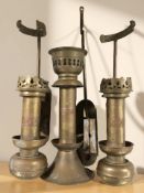 A pair of French brass railway carriage candle sconces marked 'VDP',