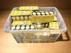 A large quantity of new light bulbs.