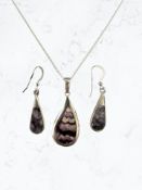 A silver and Blue John pendant and pair of matching drop earrings CONDITION REPORT: