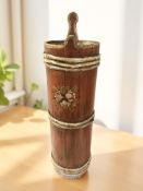 A Scandinavian painted pine cylindrical stick pot,